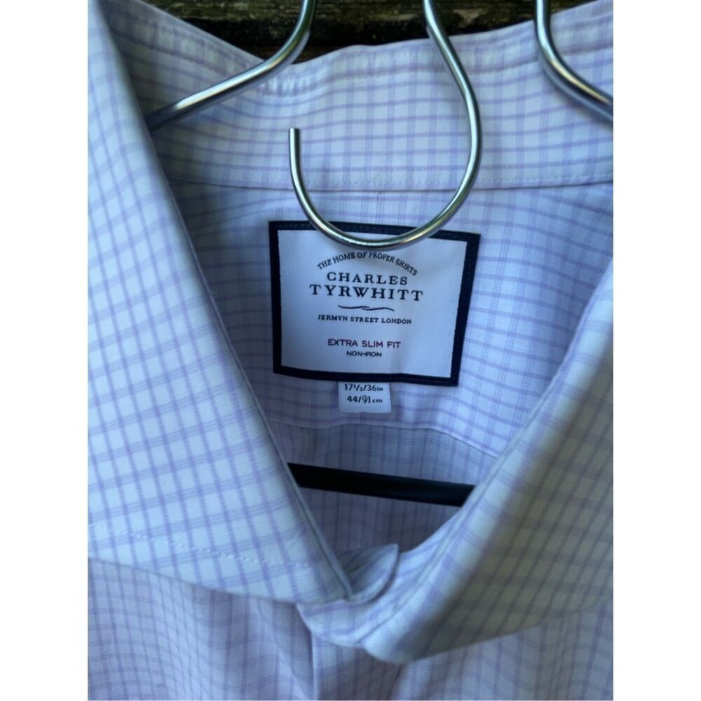 Charles Tyrwhitt extra slim fit 17.5” /36” non iron checked  button front